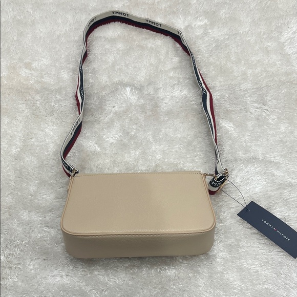 Tommy Hilfiger Beige Crossbody with Tricolor Branded Strap - Picture 2 of 6